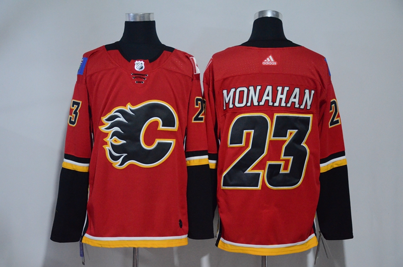 Men Calgary Flames #23 Monahan Red Hockey Stitched Adidas NHL Jerseys
